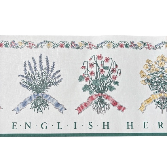 VTG Traditional English Garden Floral Herbs Wallpaper Border 5 YD X 7"  4 Rolls - Picture 10 of 16